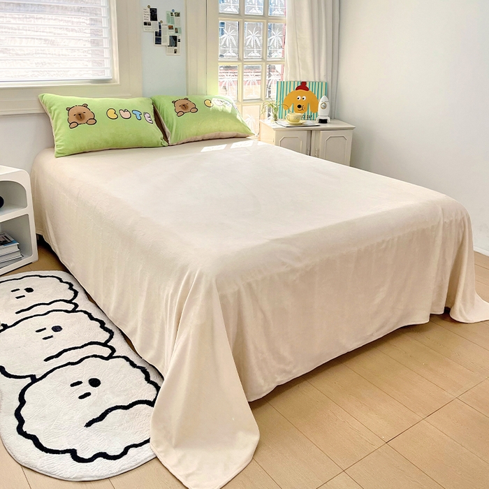 91家纺网 家纺一手货源 找家纺 浩诚 2024新款加厚保暖牛奶绒四件套印花卡通系列 水豚巴拉