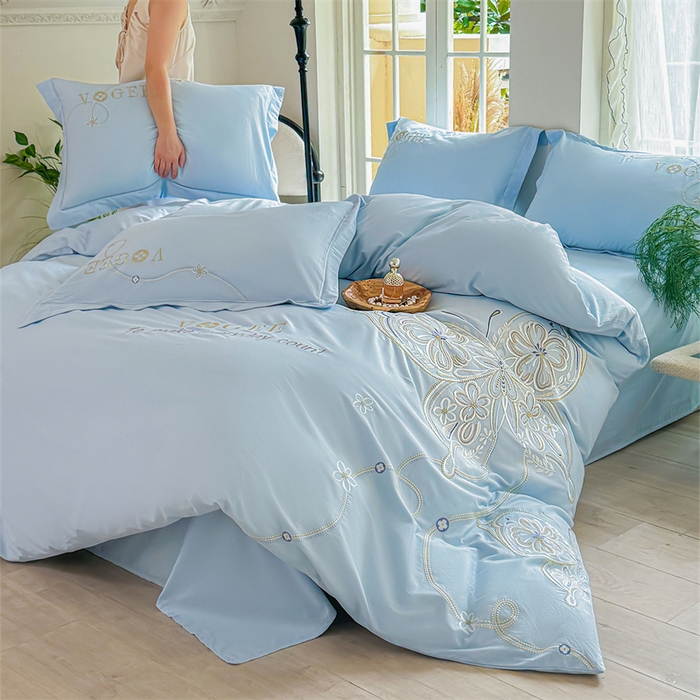 91家纺网 家纺一手货源 找家纺 （总）红番天家居馆 2025新款长绒棉四件套-亦蝶