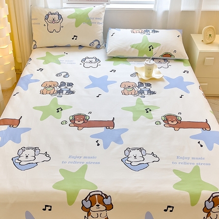 91家纺网 家纺一手货源 找家纺 拾物记 2024新款全棉喷气12868床单 音乐小狗