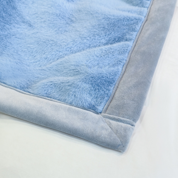 91家纺网 家纺一手货源 找家纺 2025新款纯色仿貂绒双面绒宝宝绒多功能休闲毯子办公室卧室复合毯子 天蓝
