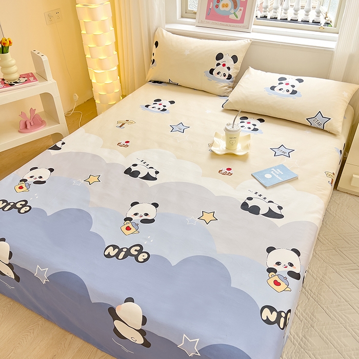 91家纺网 家纺一手货源 找家纺 拾物记 2024新款全棉喷气12868床单 萌萌熊猫