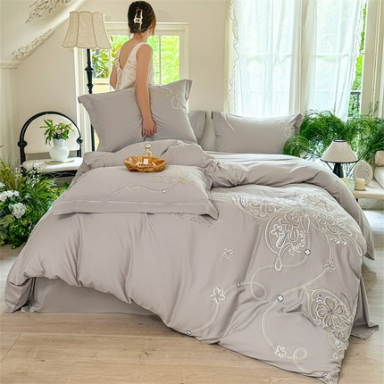 91家纺网 家纺一手货源 找家纺 （总）红番天家居馆 2025新款长绒棉四件套-亦蝶