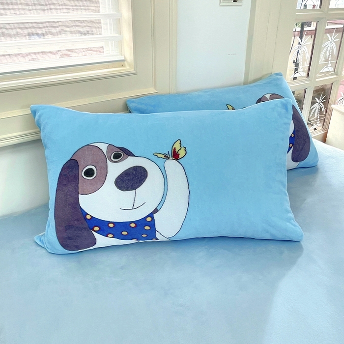 91家纺网 家纺一手货源 找家纺 浩诚 2024新款加厚保暖牛奶绒四件套印花卡通系列 波波宝贝