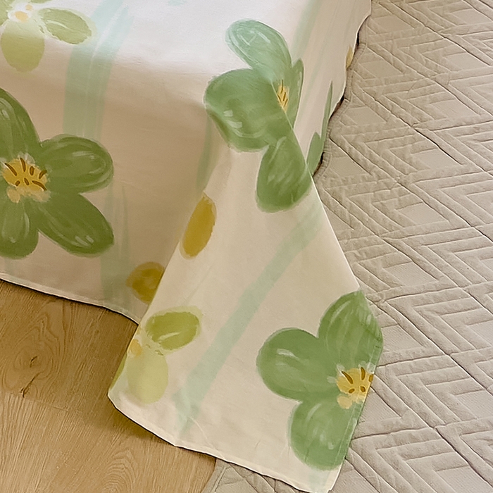 91家纺网 家纺一手货源 找家纺 拾物记 2024新款全棉喷气12868床单 半夏花语