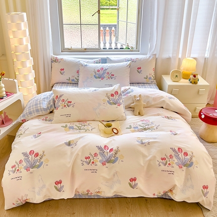 91家纺网 家纺一手货源 找家纺 拾物记 2024新款A类12868全棉喷气印花四件套 幻蝶兔