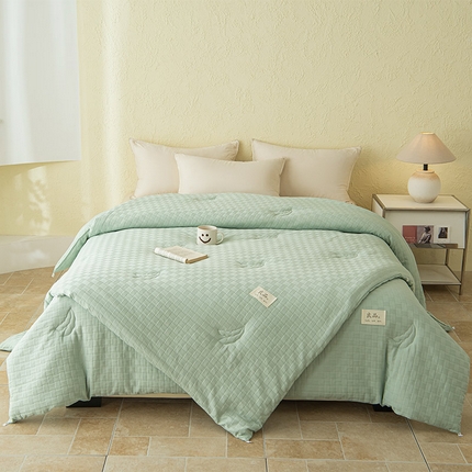 新款华夫格提花大豆被冬被被子被芯二合一子母被 清新绿