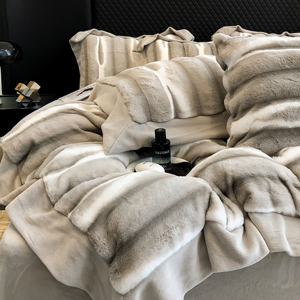 若未家居 LOVEWE HOUSE 2025秋冬皮草套件A版500克丹麦貂B版240克全消光牛奶绒高端四件套巴洛克 巴克洛杏仁米灰