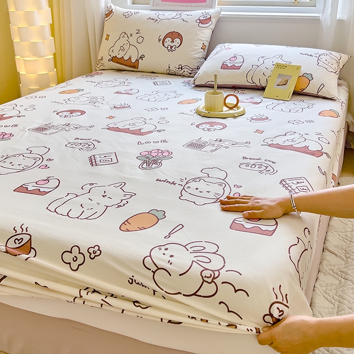 91家纺网 家纺一手货源 找家纺 拾物记 2024新款A类12868全棉喷气床笠 萌宠日常