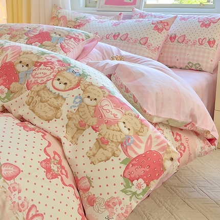 91家纺网 家纺一手货源 找家纺 （总）拾物记 2024新款A类12868全棉喷气印花四件套-第二批