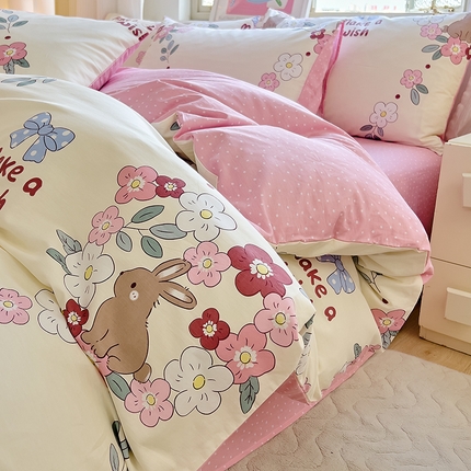 91家纺网 家纺一手货源 找家纺 （总）拾物记 2024新款A类12868全棉喷气印花四件套-第二批