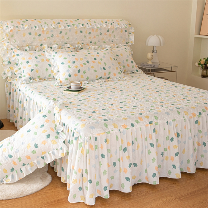 91家纺网 家纺一手货源 找家纺 十个点家纺 2024新款云锦棉印花晚秋系列床头罩 杏叶繁花