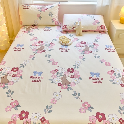 91家纺网 家纺一手货源 找家纺 拾物记 2024新款全棉喷气12868床单 兔语园香