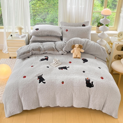 91家纺网 家纺一手货源 找家纺 （总）丝涟 2025新款高克重A类毛巾绣羊羔绒牛奶绒四件套