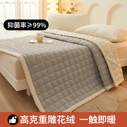 丽诺床垫 2024新款加厚抗菌雕花绒保暖床垫 灰色-雕花绒床褥