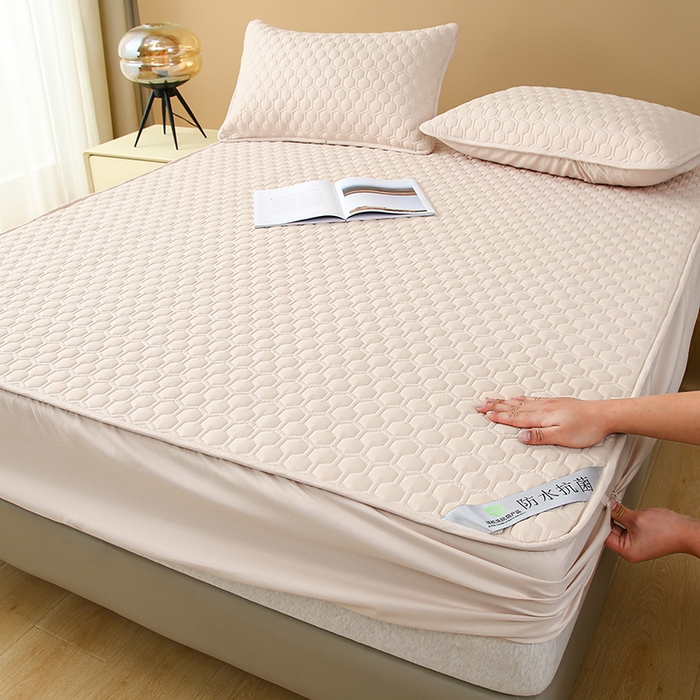 91家纺网 家纺一手货源 找家纺 老帅的工厂店 2025新款夹棉纯色防水床笠本色