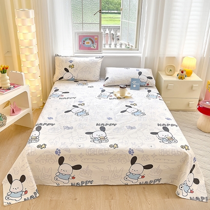 拾物记 2024新款全棉喷气12868床单 蓝色小狗