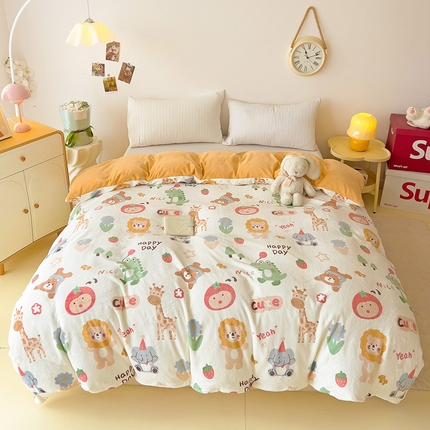 91家纺网 家纺一手货源 找家纺 （总）大柏树 2025新款A类高克重亲肤舒适牛奶绒印花四件套-单被套可定制