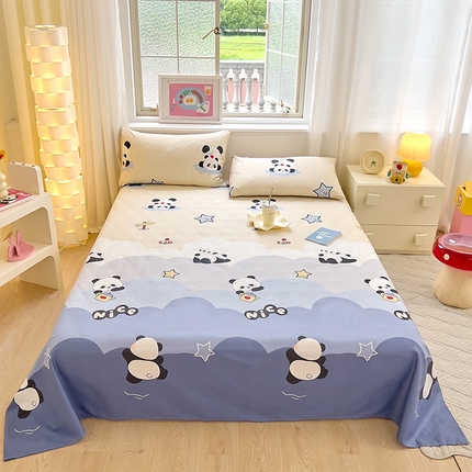 拾物记 2024新款全棉喷气12868床单 萌萌熊猫