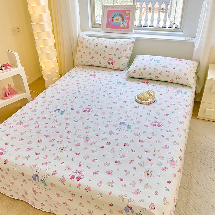 91家纺网 家纺一手货源 找家纺 拾物记 2024新款全棉喷气12868床单 如茵小兔