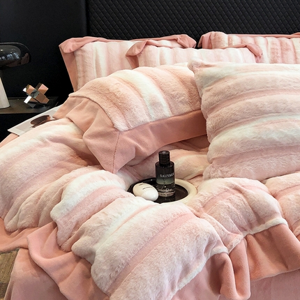 若未家居 LOVEWE HOUSE 2025秋冬皮草套件A版500克丹麦貂B版240克全消光牛奶绒高端四件套巴洛克 巴克洛粉