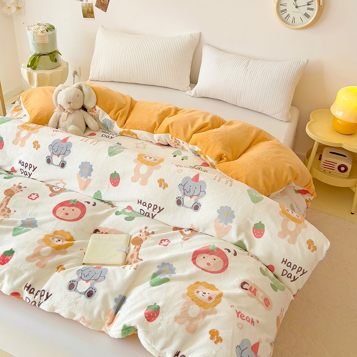 91家纺网 家纺一手货源 找家纺 大柏树 2025新款A类高克重亲肤舒适牛奶绒印花四件套-单被套可定制 布拉乐园