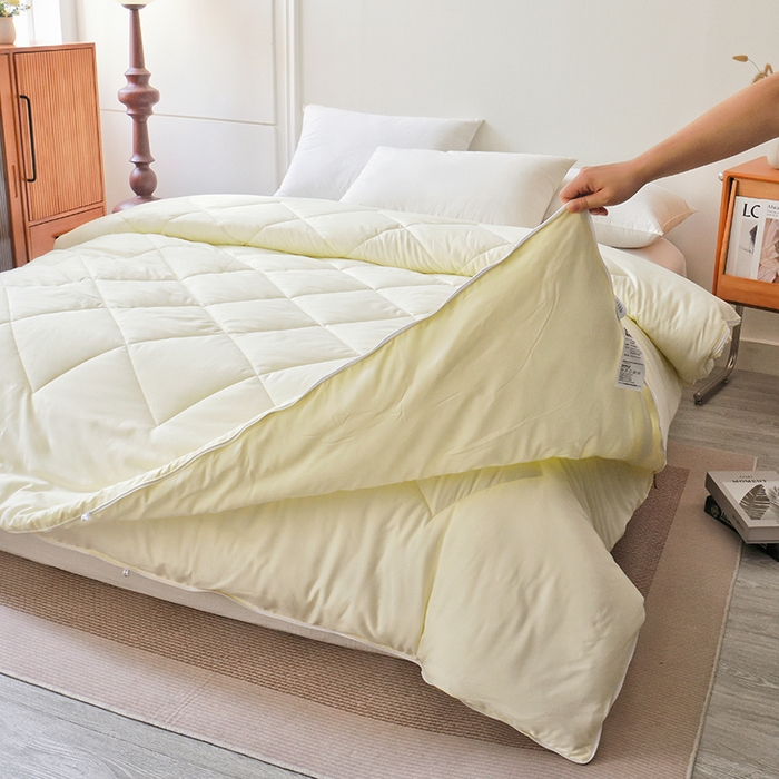 91家纺网 家纺一手货源 找家纺 德芙家纺 2024新款德芙双胎被被拉链款磨毛斜格二合一子母被被子被芯 斜格-米黄