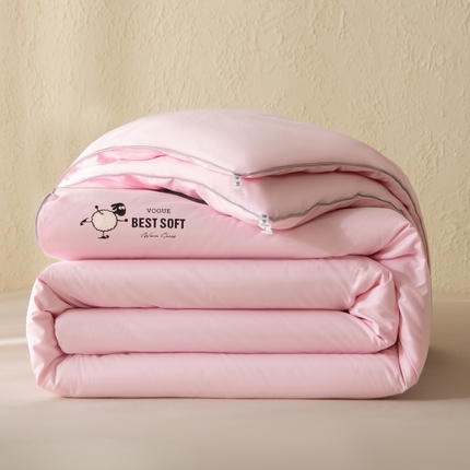 鸣升家纺 新款A类100%羊毛被冬被被子被芯子母被二合一 典雅粉