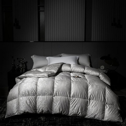 绒研羽绒 2025新款现代北欧系高精密提花单层95白鹅绒保暖被子被芯 高精密提花-银灰