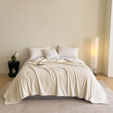 网客家纺 2024新款日系休闲保暖毯（外贸跨境专供） 珍珠白