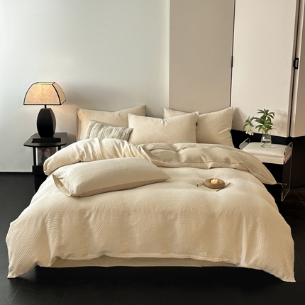 典曼家纺 2024秋冬新款A类三层纱加厚磨毛大提花四件套 西西里-米