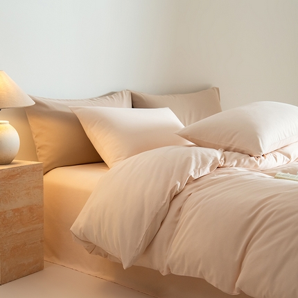 91家纺网 家纺一手货源 找家纺 Mr.pig猪先生水洗棉 2024新款A类50全棉磨毛单品-单被套 沙尘灰+奶茶香槟