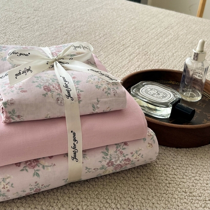 91家纺网 家纺一手货源 找家纺 （总）仟网汇 2024新款全棉双层纱四件套-叠拍图