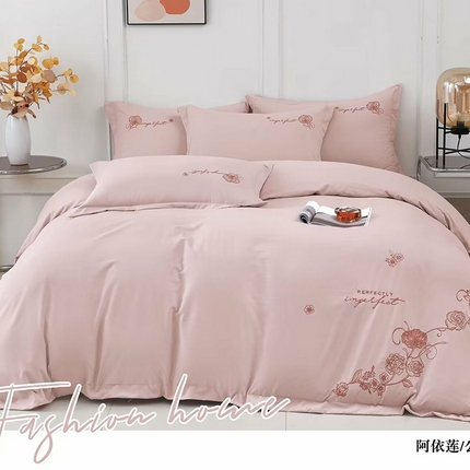 91家纺网 家纺一手货源 找家纺 优纤家纺 2025新款水洗真丝四件套粉红佳人