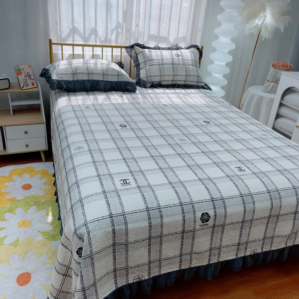 91家纺网 家纺一手货源 找家纺 暖居 2024暖居韩版纯棉豆豆被高温砂洗床盖四件套同款全棉被套小香格子