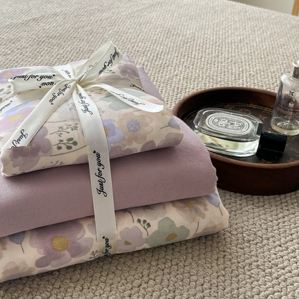 91家纺网 家纺一手货源 找家纺 （总）仟网汇 2024新款全棉双层纱四件套-叠拍图