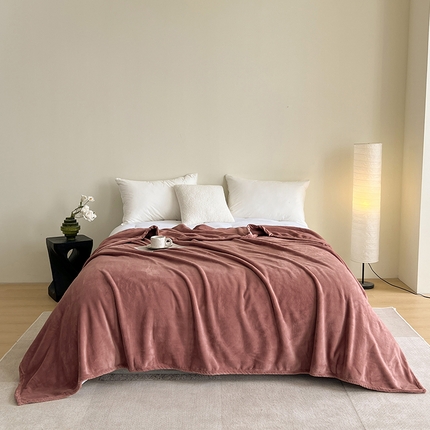 网客家纺 2024新款日系休闲保暖毯（外贸跨境专供） 樱落粉