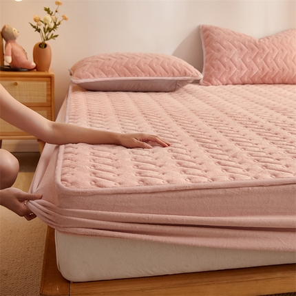 91家纺网 家纺一手货源 找家纺 （总）布卢姆床垫 2025新款牛奶绒抗菌夹棉床笠--南枝系列