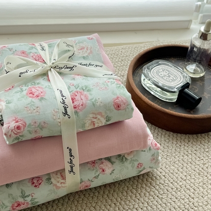 91家纺网 家纺一手货源 找家纺 （总）仟网汇 2024新款全棉双层纱四件套-叠拍图