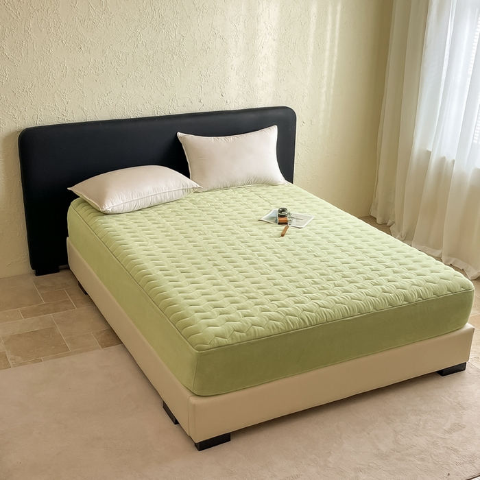 91家纺网 家纺一手货源 找家纺 法芙娜家纺 2024新款波浪纹牛奶绒夹棉床笠（控价券后价不低于128/138/148） 绿