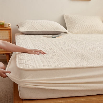 布卢姆床垫 2025新款A类加厚牛奶绒抗菌床笠--麦香系列 麦香-汉白玉