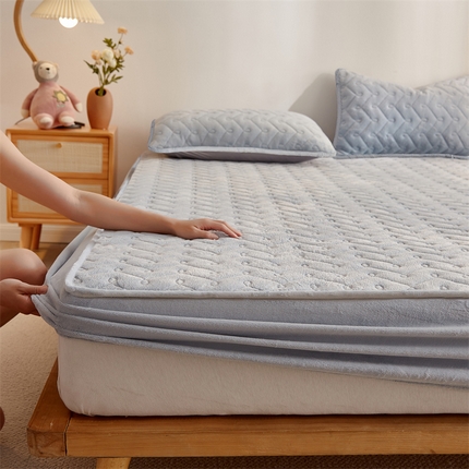 91家纺网 家纺一手货源 找家纺 （总）布卢姆床垫 2025新款牛奶绒抗菌夹棉床笠--南枝系列