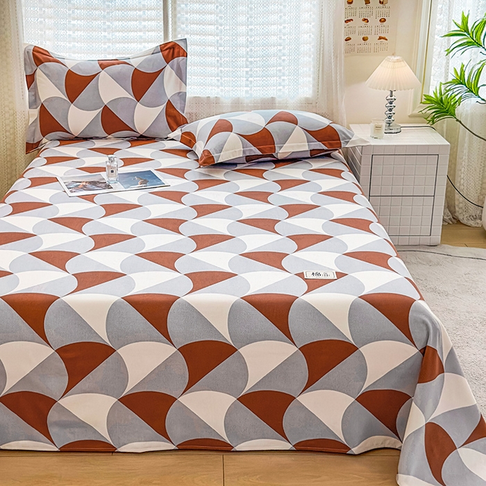 91家纺网 家纺一手货源 找家纺 丝芙妮家居（原乐视家纺） 2024新款全棉磨毛多规格AB版单品套件系列（第二波）--单床单及三件套 洛可-橙