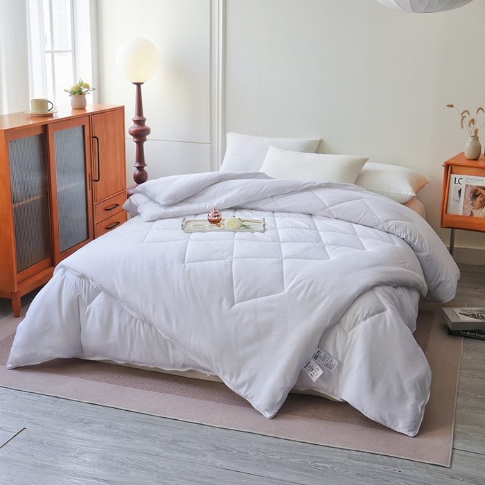 91家纺网 家纺一手货源 找家纺 德芙家纺 2024新款德芙双胎被被拉链款磨毛斜格二合一子母被被子被芯 斜格-白色