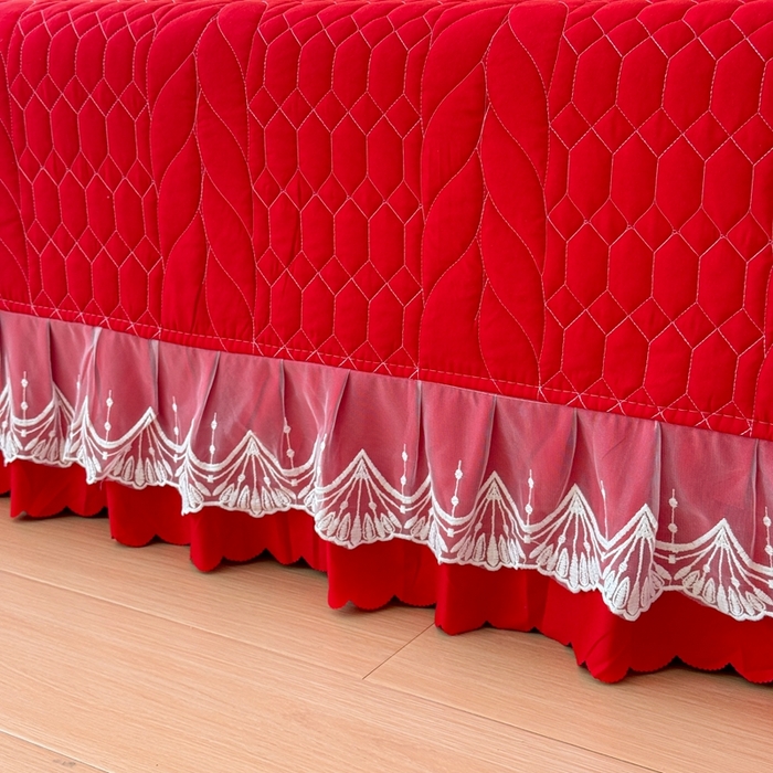 91家纺网 家纺一手货源 找家纺 金米诺 2024新款水洗磨毛床盖四件套 大红