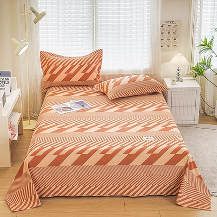 丝芙妮家居（原乐视家纺） 2024新款全棉磨毛多规格AB版单品套件系列（第二波）--单床单及三件套 卡曼-橙