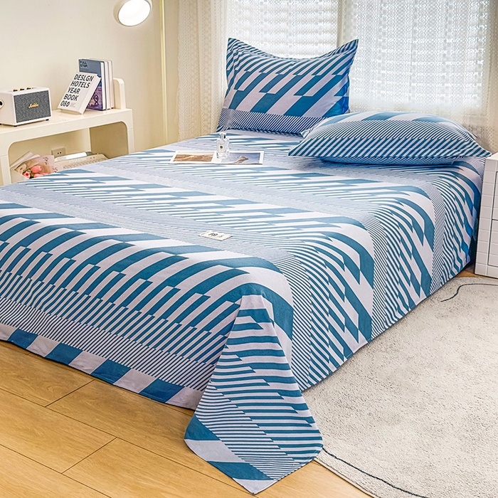 91家纺网 家纺一手货源 找家纺 丝芙妮家居（原乐视家纺） 2024新款全棉磨毛多规格AB版单品套件系列（第二波）--单床单及三件套 卡曼-蓝