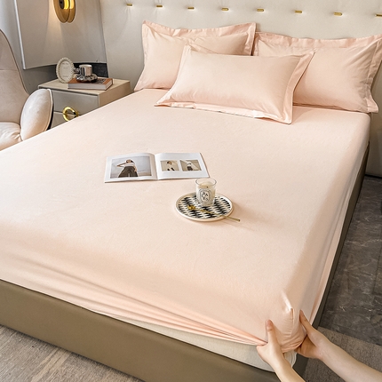 91家纺网 家纺一手货源 找家纺 （总）DC 2024新款全棉磨毛纯色拼色系列床笠