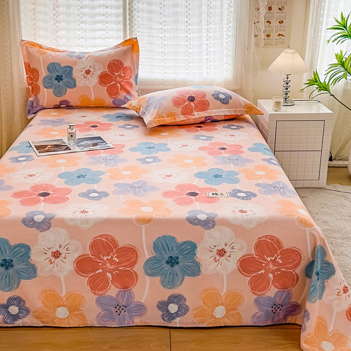 91家纺网 家纺一手货源 找家纺 丝芙妮家居（原乐视家纺） 2024新款全棉磨毛多规格AB版单品套件系列（第二波）--单床单及三件套 花晓