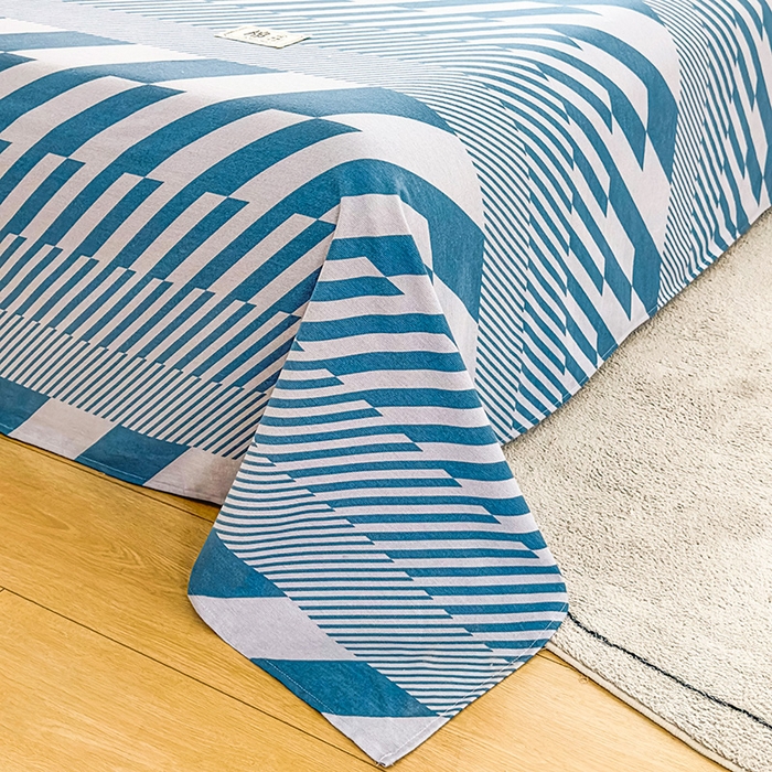 91家纺网 家纺一手货源 找家纺 丝芙妮家居（原乐视家纺） 2024新款全棉磨毛多规格AB版单品套件系列（第二波）--单床单及三件套 卡曼-蓝