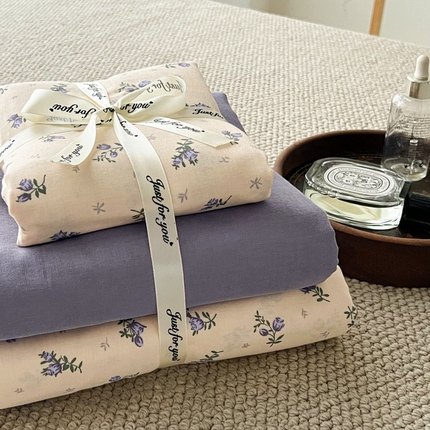 91家纺网 家纺一手货源 找家纺 （总）仟网汇 2024新款全棉双层纱四件套-叠拍图